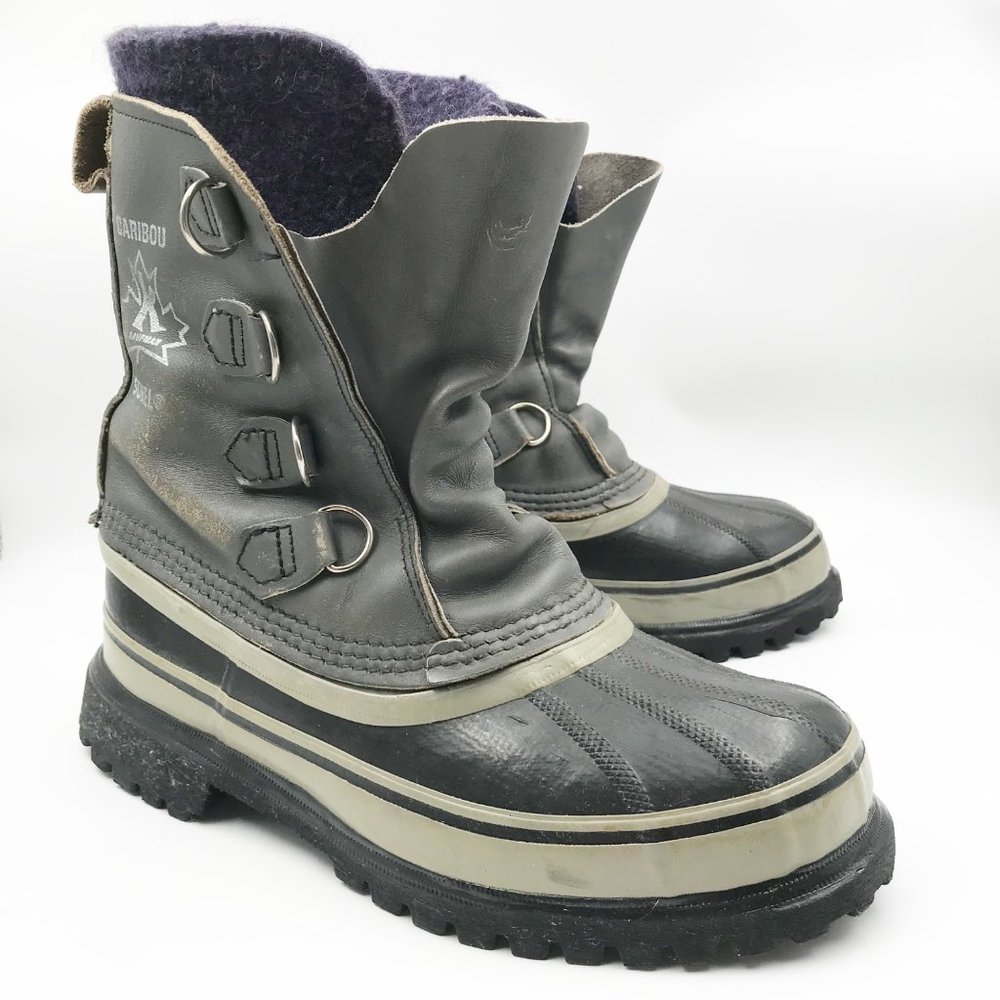 SOREL Caribou Gray Leather Outdoor Waterproof Snow Boots Womens 7